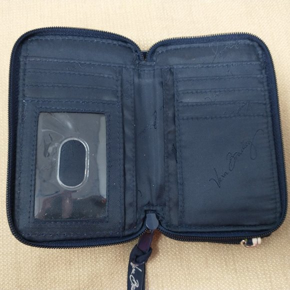 VERA BRADLEY ZIP AROUND BLUE/GREEN/WHITE WALLET - Picture 8 of 10